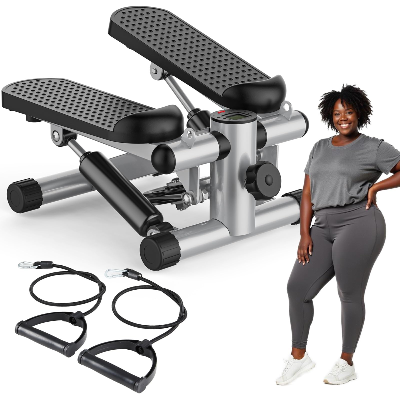 Mini Stepper with Resistance Bands | Full Body Cardio Workout Machine