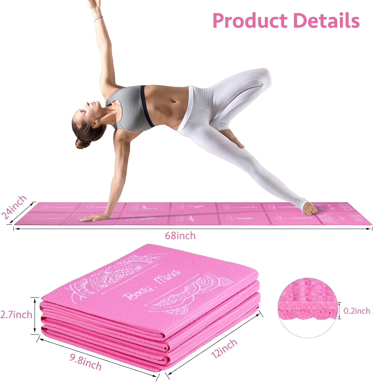 Foldable Yoga Mat | Non-Slip Fitness, Stretching & Mind-Body Workouts