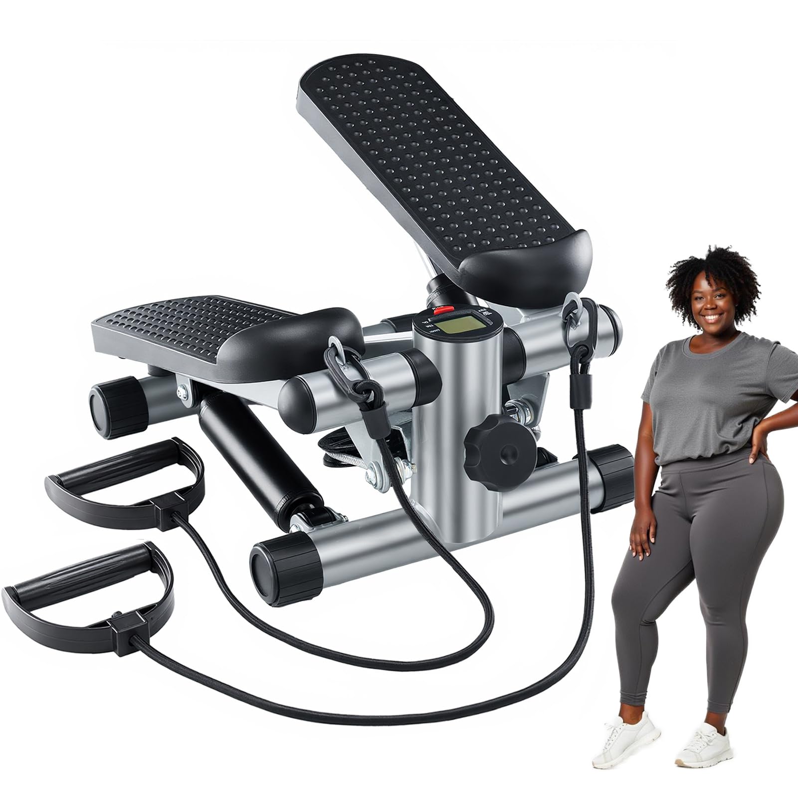 Mini Stepper with Resistance Bands | Full Body Cardio Workout Machine