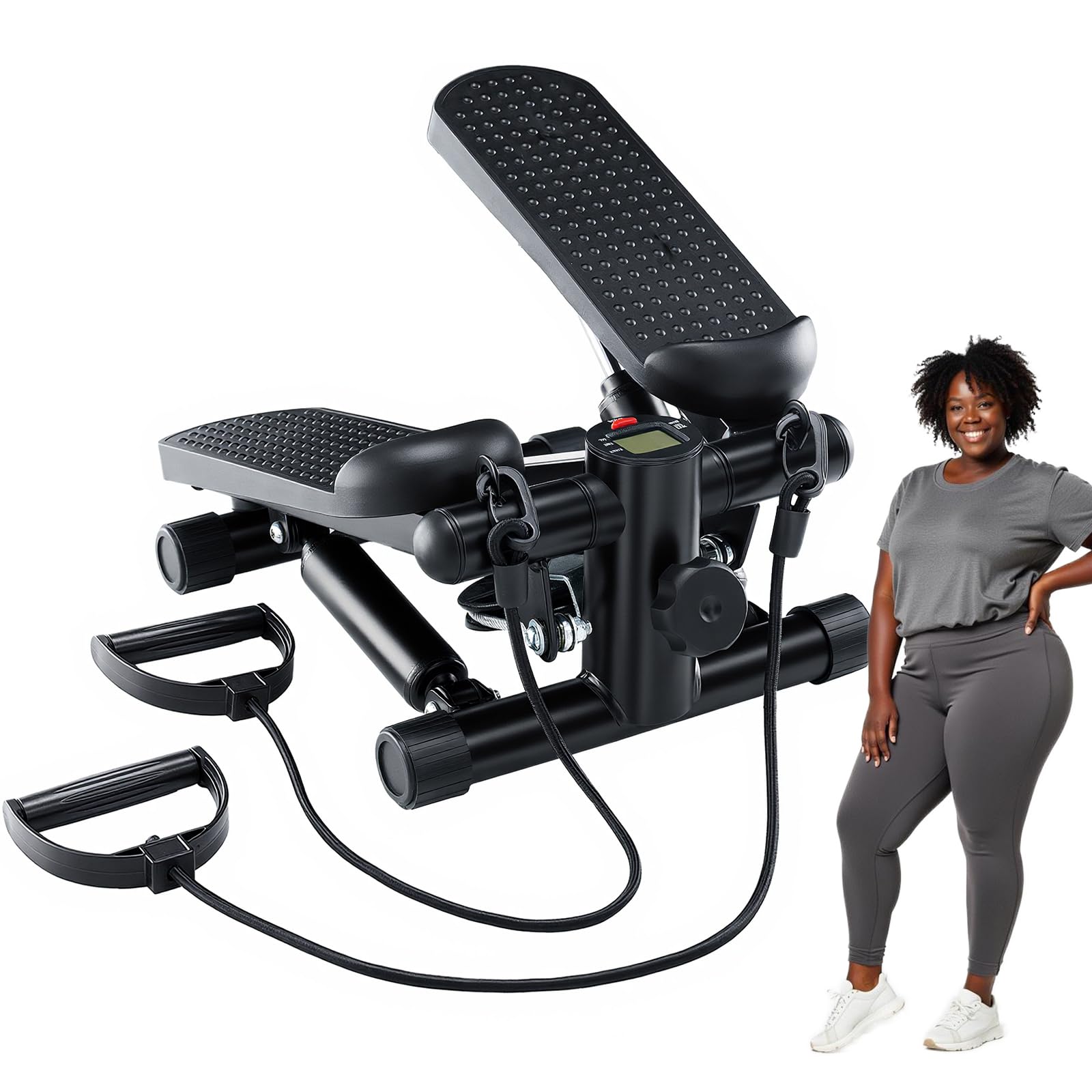 Mini Stepper with Resistance Bands | Full Body Cardio Workout Machine