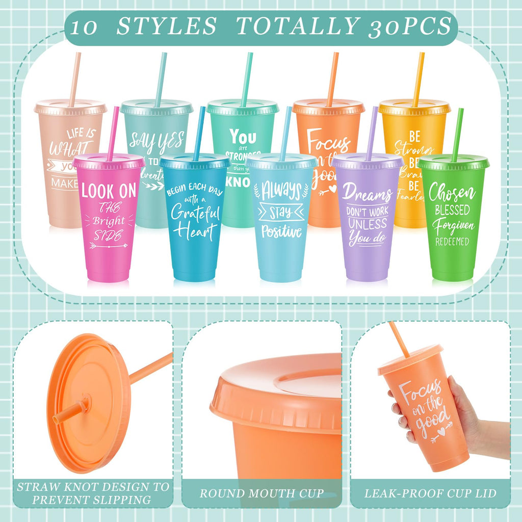 30-Piece Motivational Water Bottle Set | Hydration Cups for Fitness & Daily Use