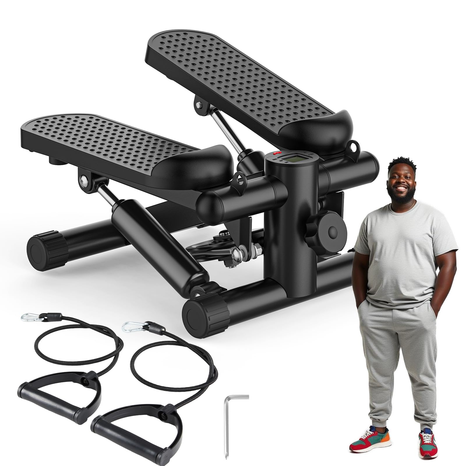 Mini Stepper with Resistance Bands | Full Body Cardio Workout Machine