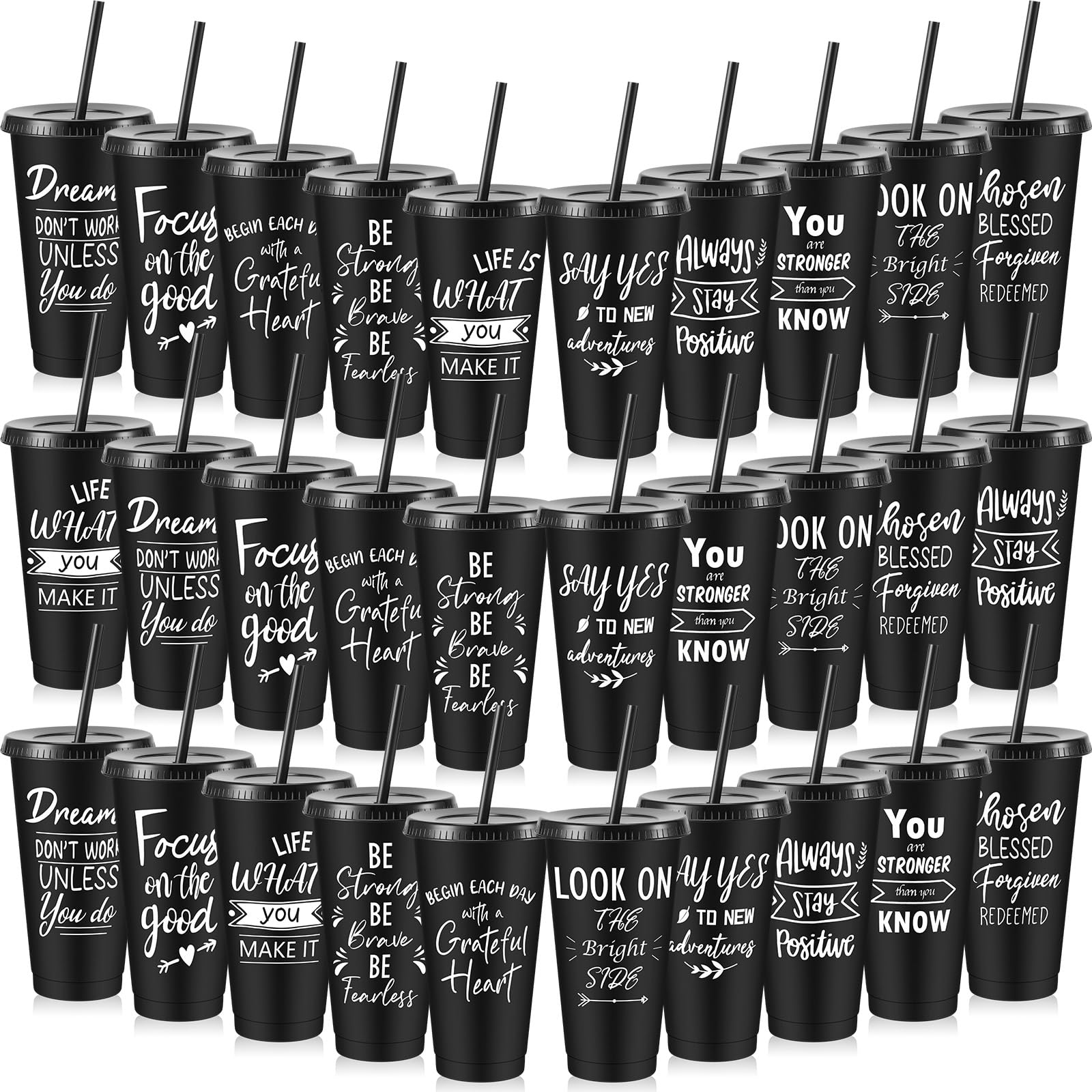 30-Piece Motivational Water Bottle Set | Hydration Cups for Fitness & Daily Use