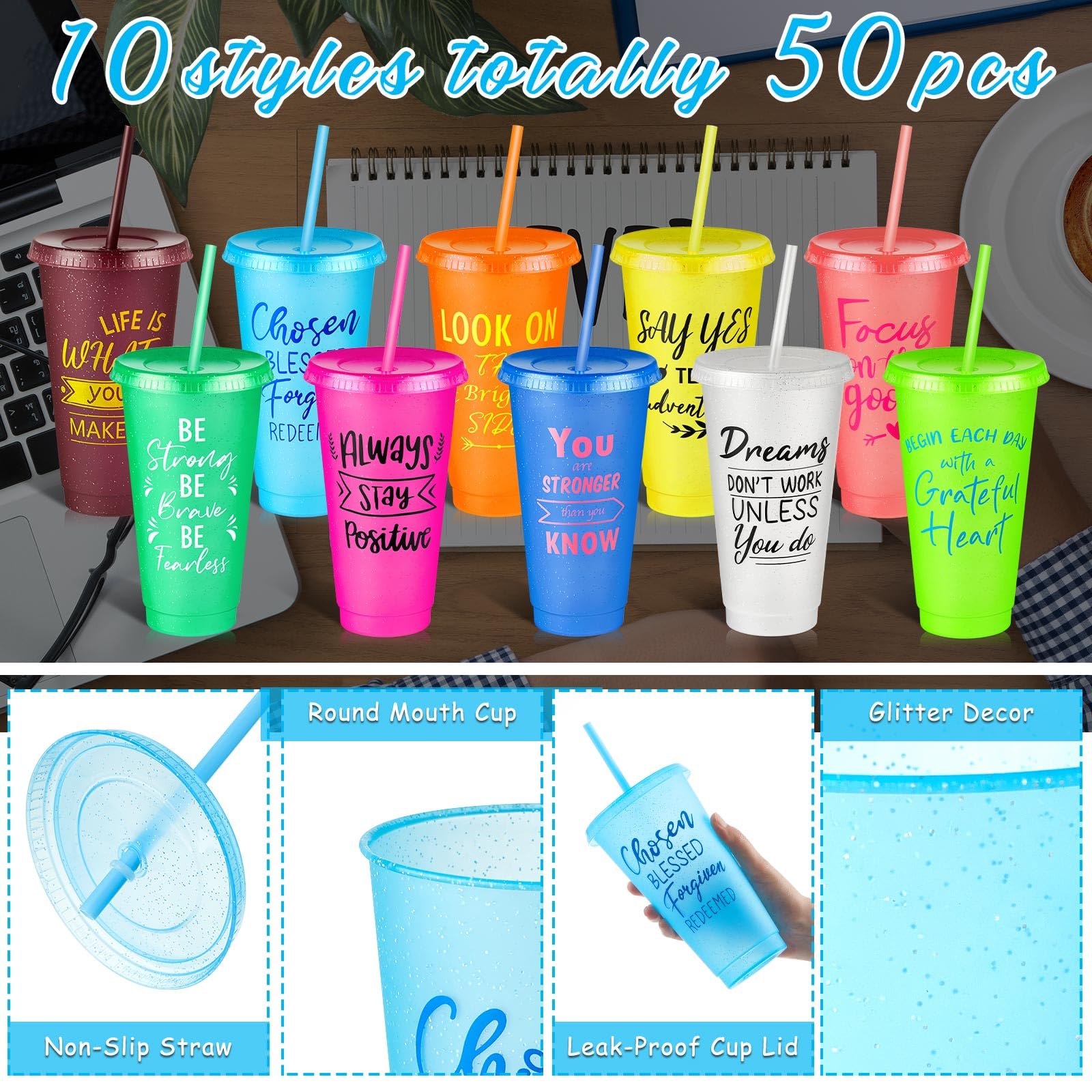 30-Piece Motivational Water Bottle Set | Hydration Cups for Fitness & Daily Use