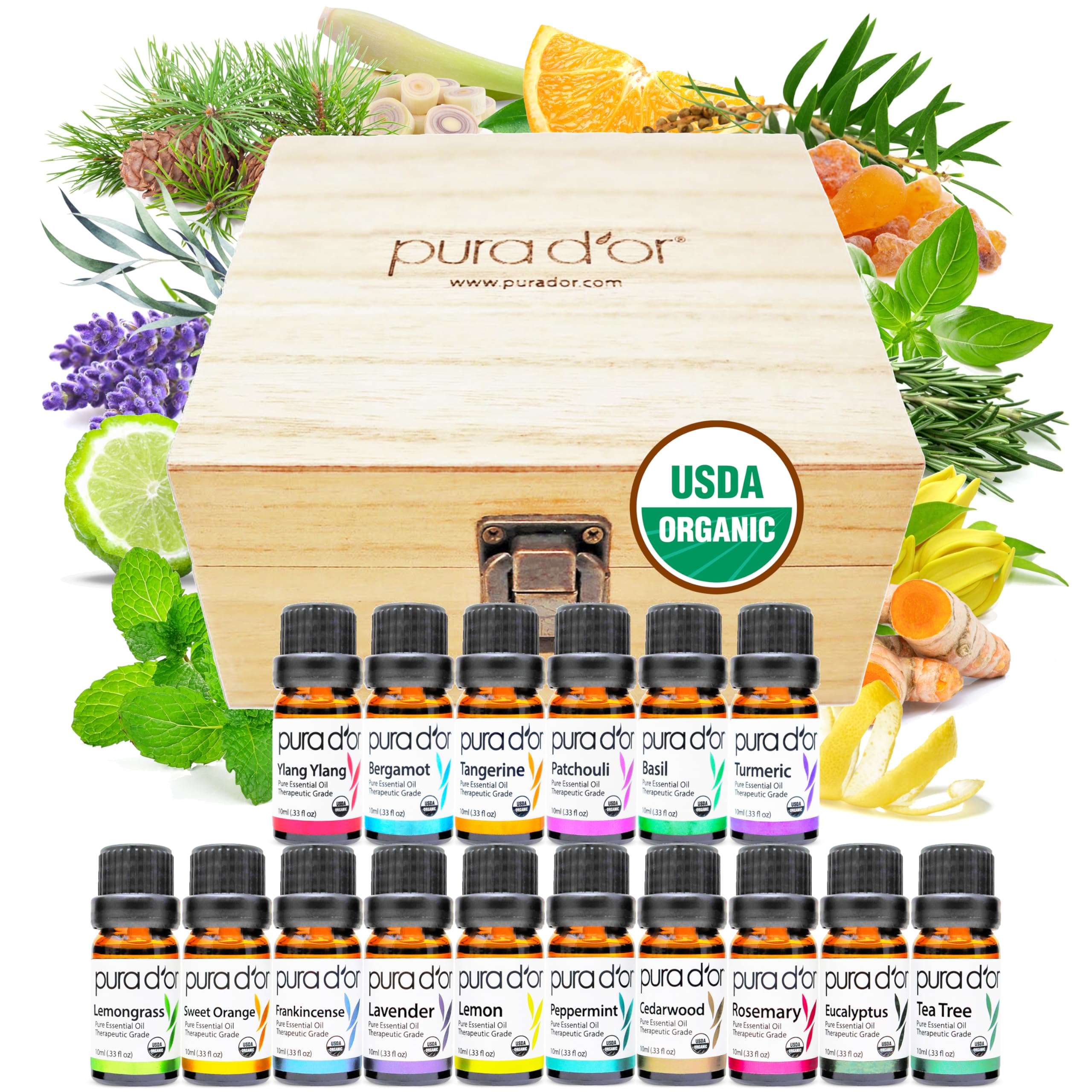 Organic Essential Oils Set (16 Pack) | Relaxation, Stress Relief & Wellness Rituals